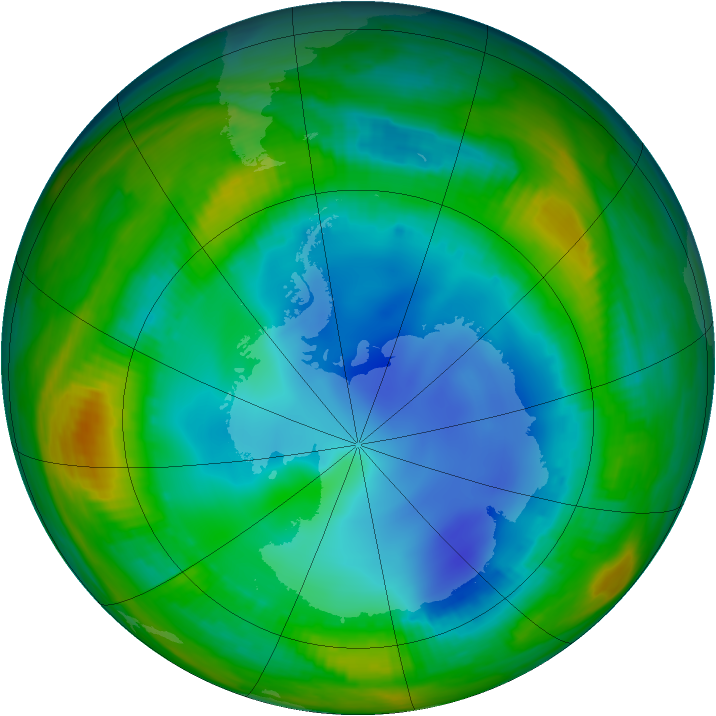 Antarctic ozone map for 26 July 1998